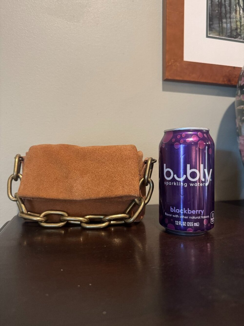Free People - Mini Suede Bag w/ Oversized Gold Chain Strap